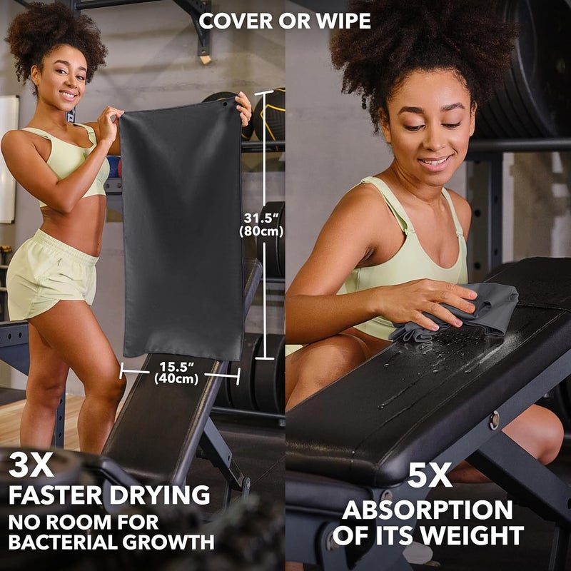 Trailoom Microfiber Workout Towels - Quick Dry, Highly Absorbing, Odor-Free, for Men & Women - Gym Sweat Sports Towel for Hot Yoga, Tennis, Running, Exercise, Working Out, Camping, Set of 5 Dark Gray - Image 4